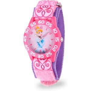 NWT - Disney Princess Kids' Plastic Time Teacher Analog Quartz Nylon Strap Watch